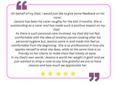 Testimonial from a client about Private HomeCare